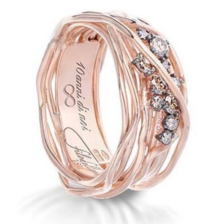 Gioielleria FILODELLAVITA | Anello Filodellavita Ten Collection, 10 Fili In Oro Rosa 18Kt E Diamanti Brown Ref. An100Rbr-Rn