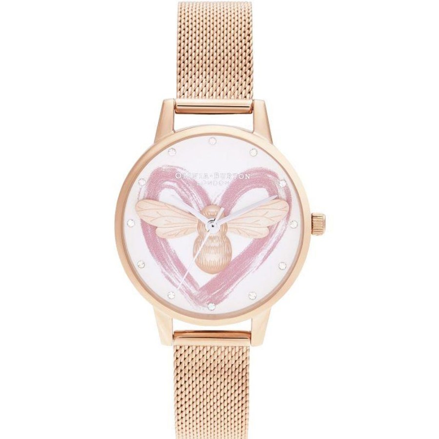 Orologi OLIVIA BURTON | Orologio Olivia Burton - You Have My Heart Lucky Bee, Silver & Rose Gold Mesh Ref. Ob16Fb01