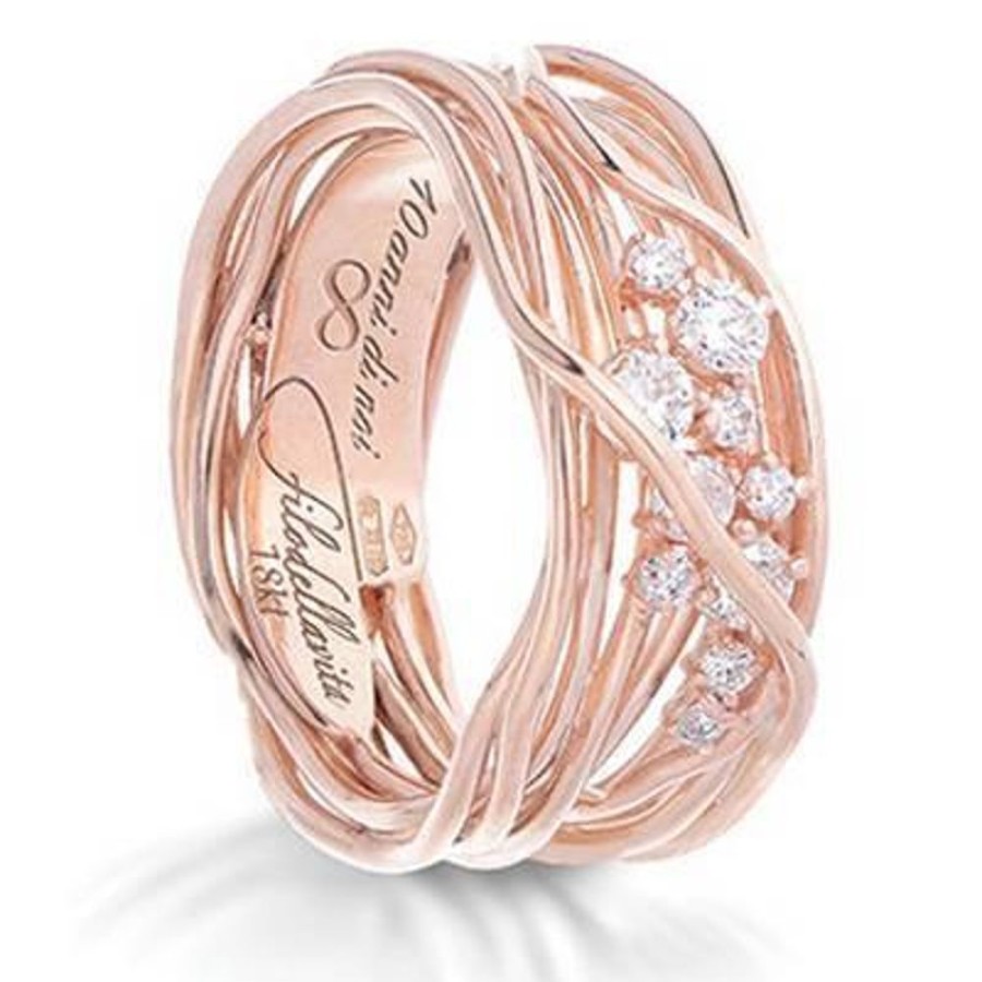 Gioielleria FILODELLAVITA | Anello Filodellavita Ten Collection, 10 Fili In Oro Rosa 18Kt E Diamanti Bianchi Ref. An100Rbt