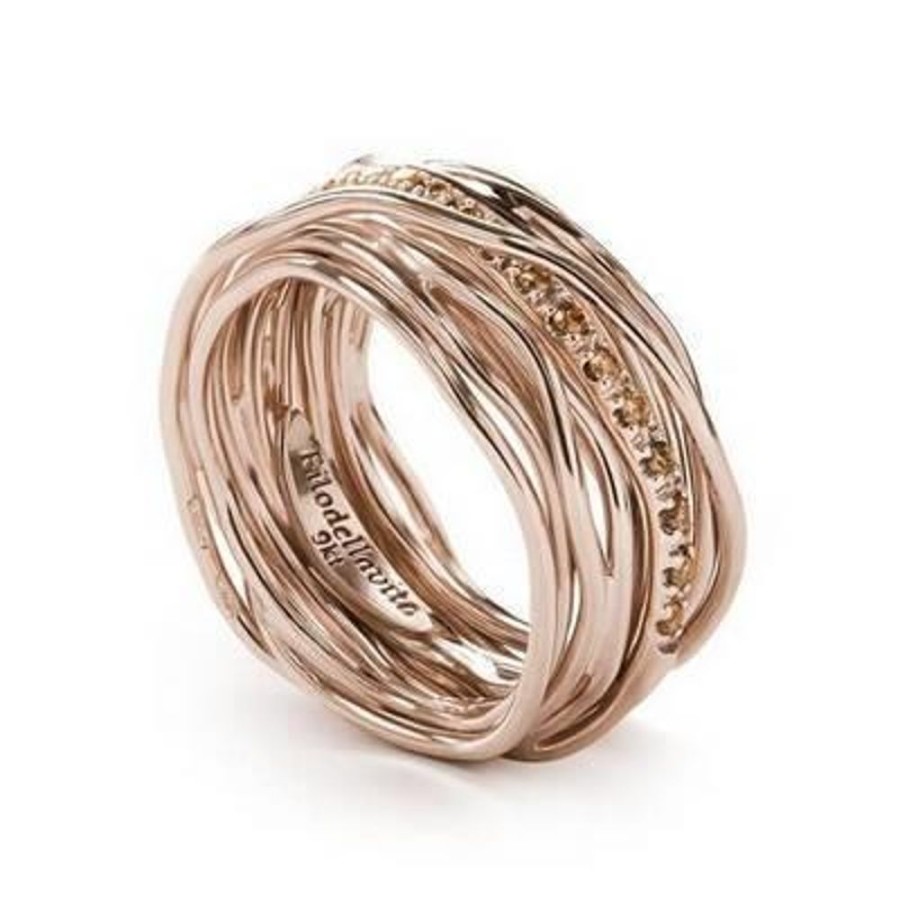 Gioielleria FILODELLAVITA | Anello Filodellavita Classic Collection, 13 Fili In Oro Rosa 9Kt E Diamanti Brown Ref. An13Rbr