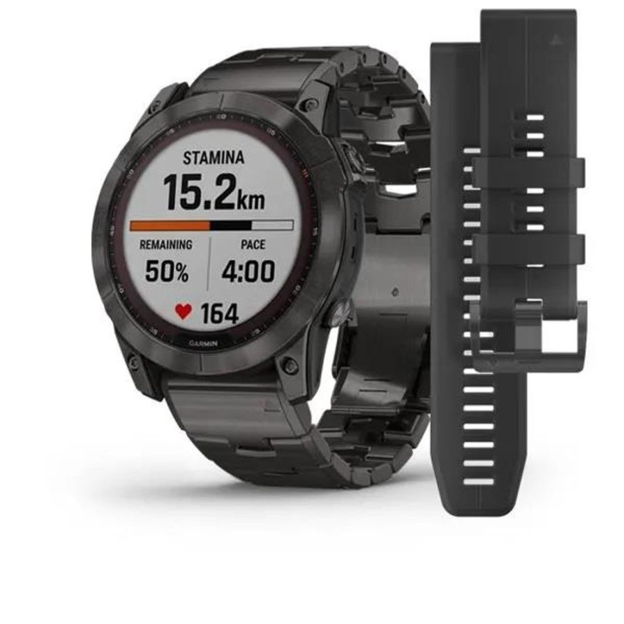 Orologi GARMIN | Orologio Garmin Fenix 7X – Sapphire Solar Edition Con Bracciale Vented Titanium Carbon Grey Dlc Ref. 010-02541-27