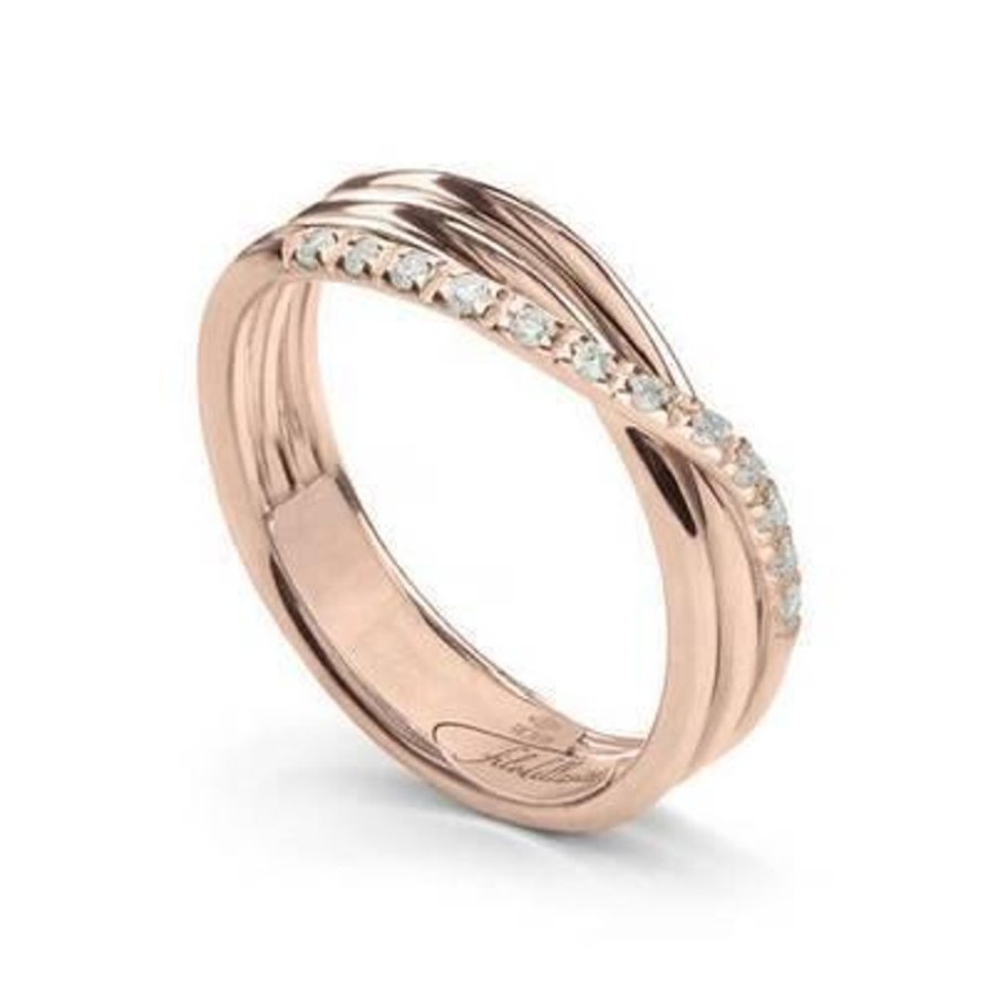 Gioielleria FILODELLAVITA | Anello Filodellavita Classic Collection, 3 Fili In Oro Rosa 9Kt E Diamanti Bianchi Ref. An8Rbt