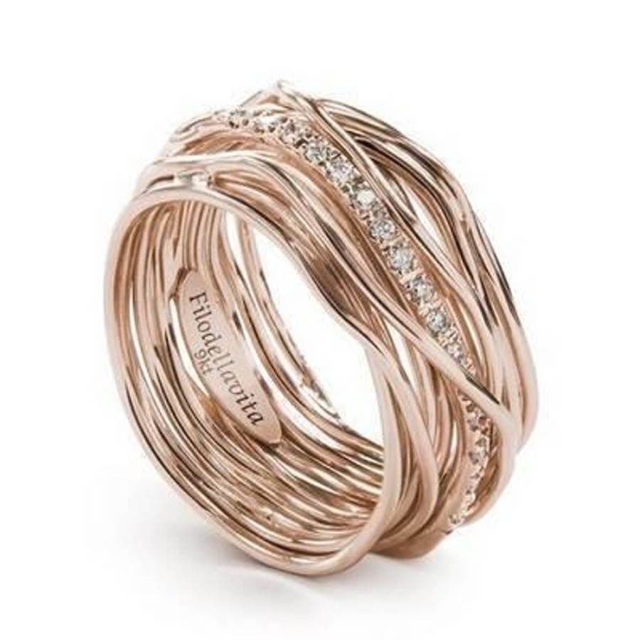 Gioielleria FILODELLAVITA | Anello Filodellavita Classic Collection, 13 Fili In Oro Rosa 9Kt E Diamanti Bianchi Ref. An13Rbt